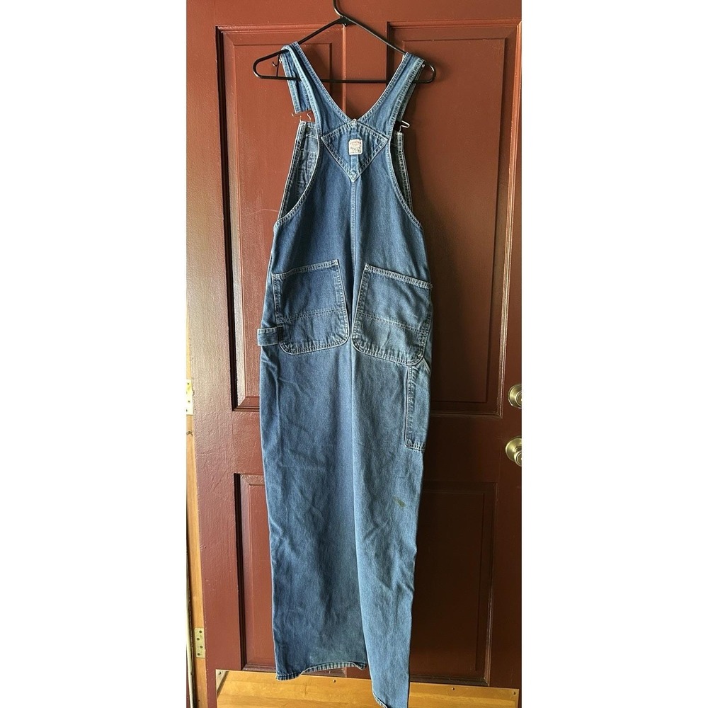 Vintage Pointer Brand Denim Overall Workwear USA Size W34 L36 Men 90s Worn - Picture 9 of 11